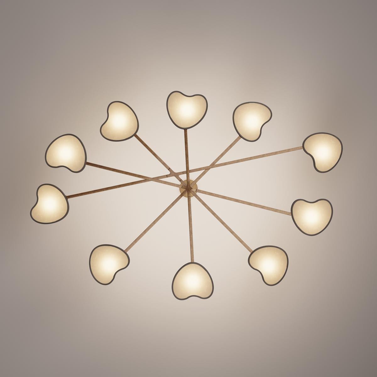 Cuore N.10 Ceiling Light by Gaspare Asaro. Peltro and Bronze Finish In New Condition For Sale In New York, NY