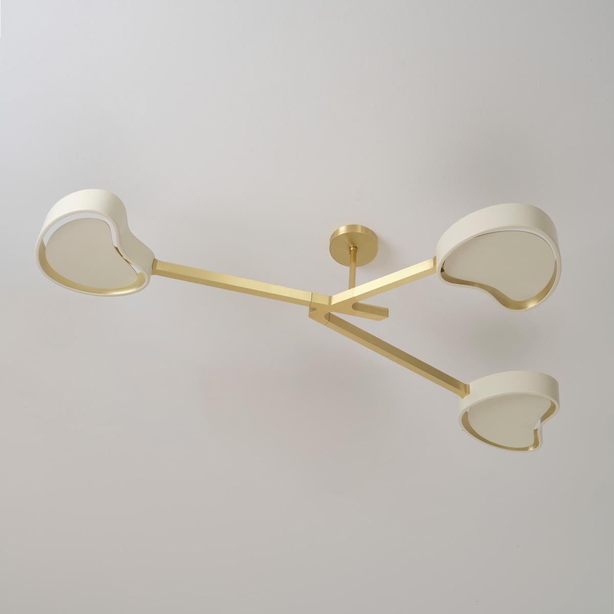 Italian Cuore N.3 Ceiling Light by Gaspare Asaro. Satin Brass and Sand White For Sale