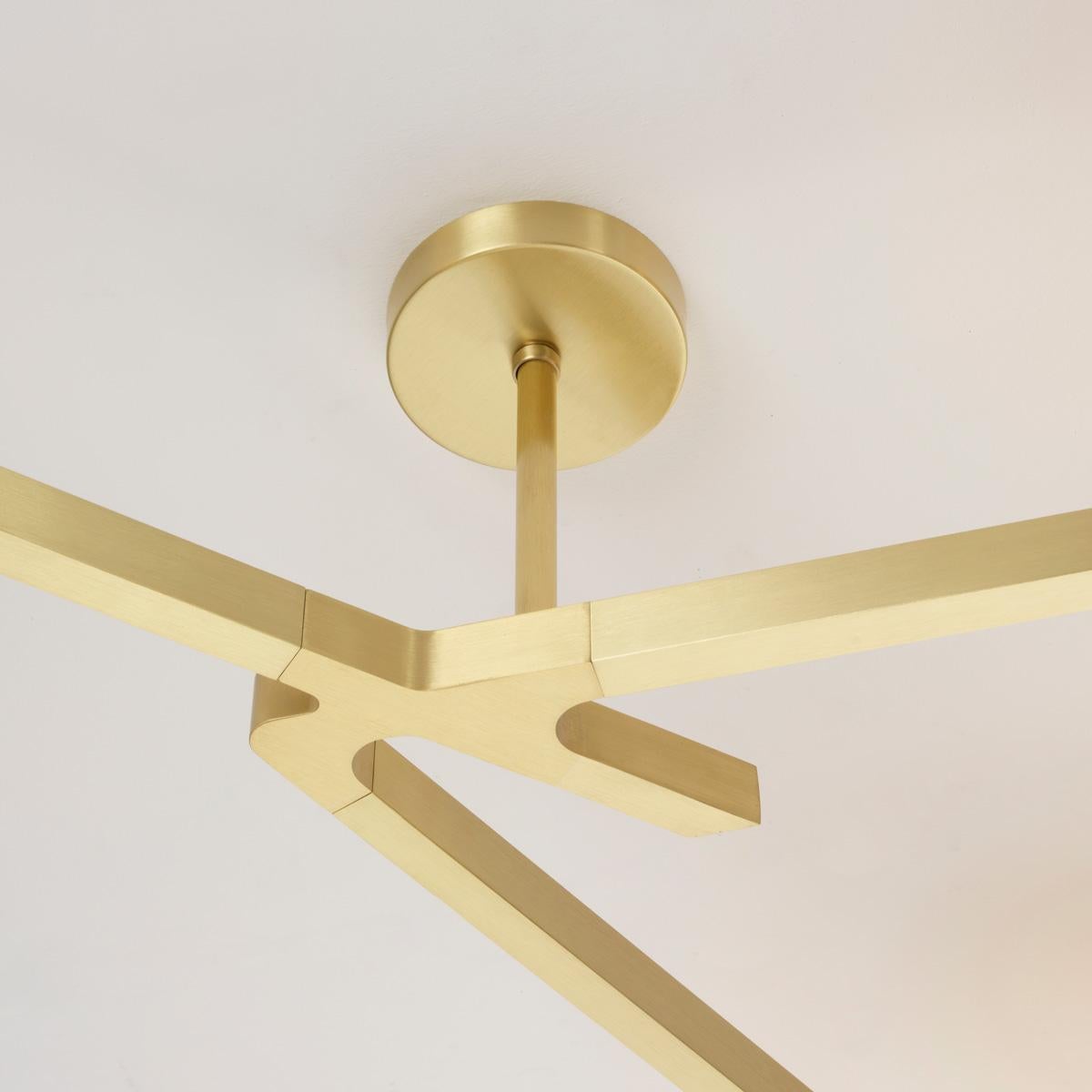 Cuore N.3 Ceiling Light by Gaspare Asaro. Satin Brass and Sand White For Sale 1