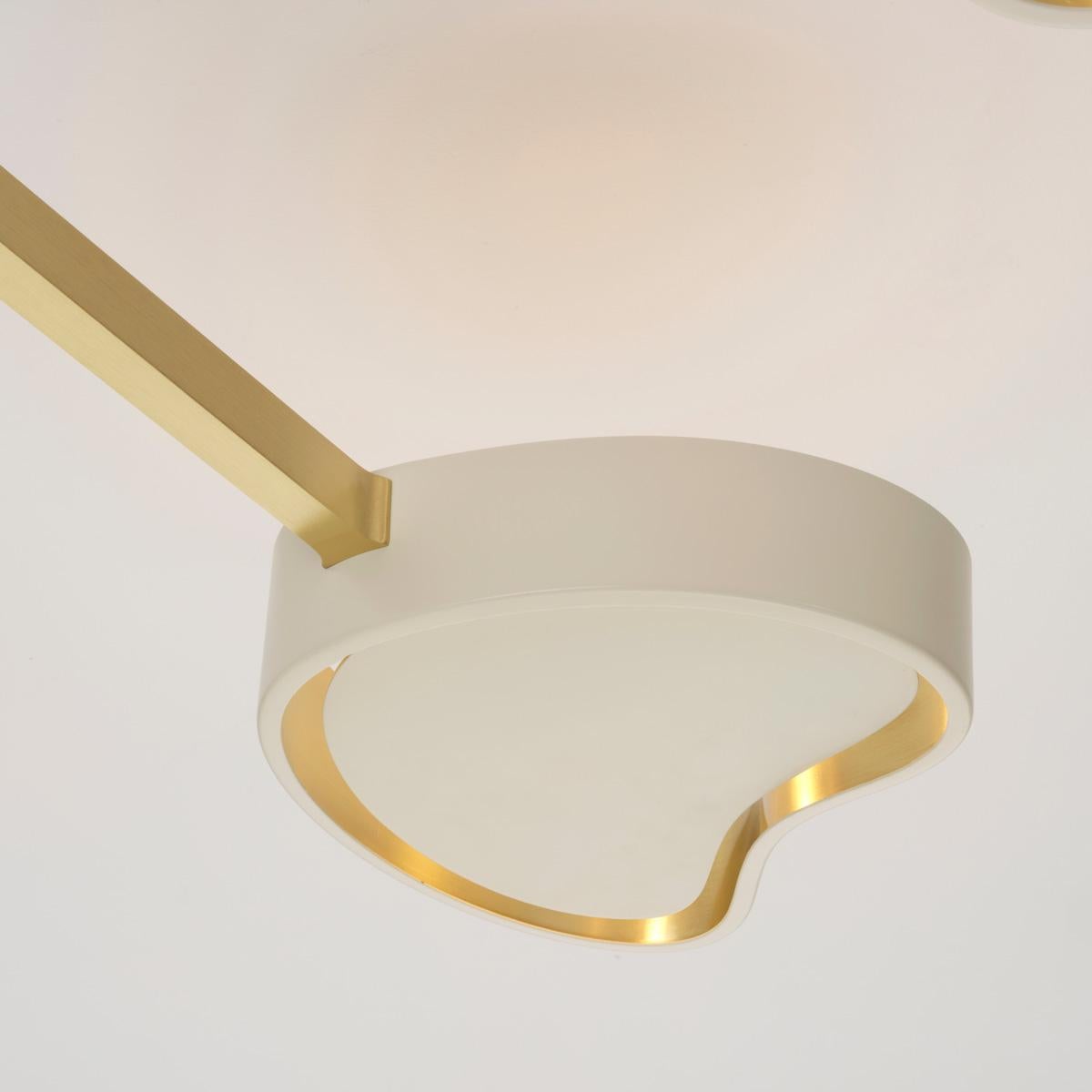 Cuore N.3 Ceiling Light by Gaspare Asaro. Satin Brass and Sand White For Sale 2