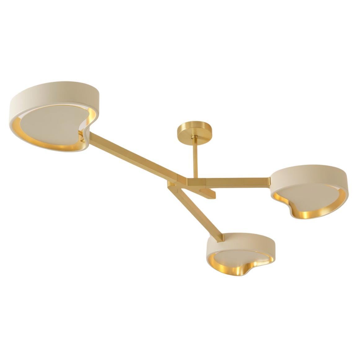 Cuore N.3 Ceiling Light by Gaspare Asaro. Satin Brass and Sand White For Sale