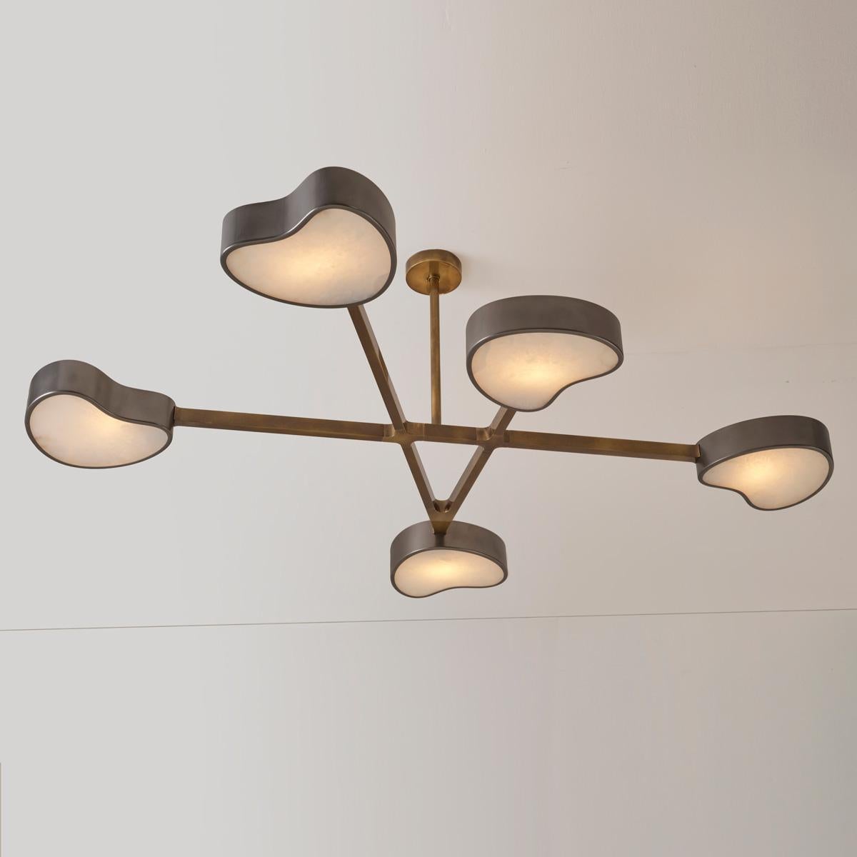 Modern Cuore N.5 Ceiling Light by Gaspare Asaro. Peltro and Bronze Finish For Sale