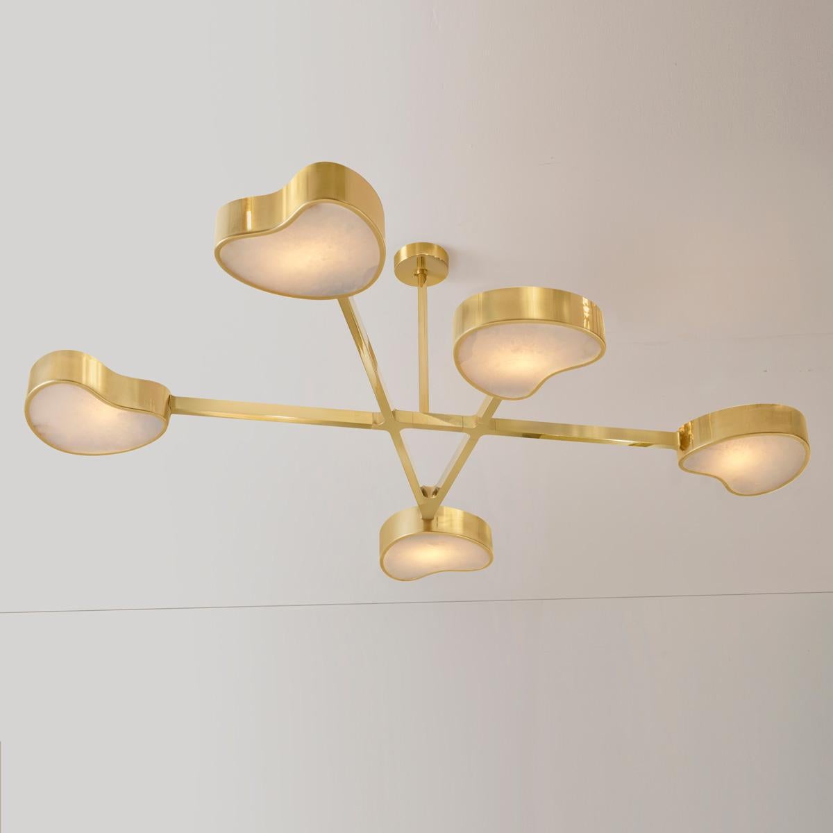 Modern Cuore N.5 Ceiling Light by Gaspare Asaro. Polished Brass Finish For Sale