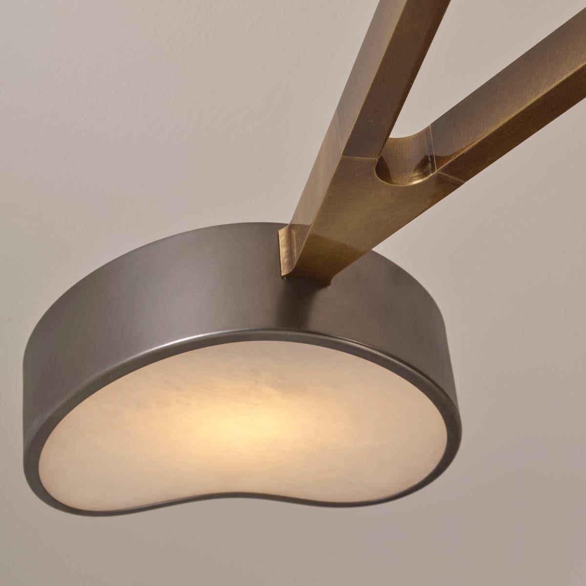 Cuore N.5 Ceiling Light by Gaspare Asaro. Satin Brass and Sand White Finish For Sale 4