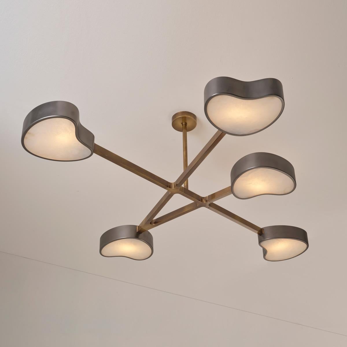 Cuore N.5 Ceiling Light by Gaspare Asaro. Satin Brass and Sand White Finish In New Condition For Sale In New York, NY