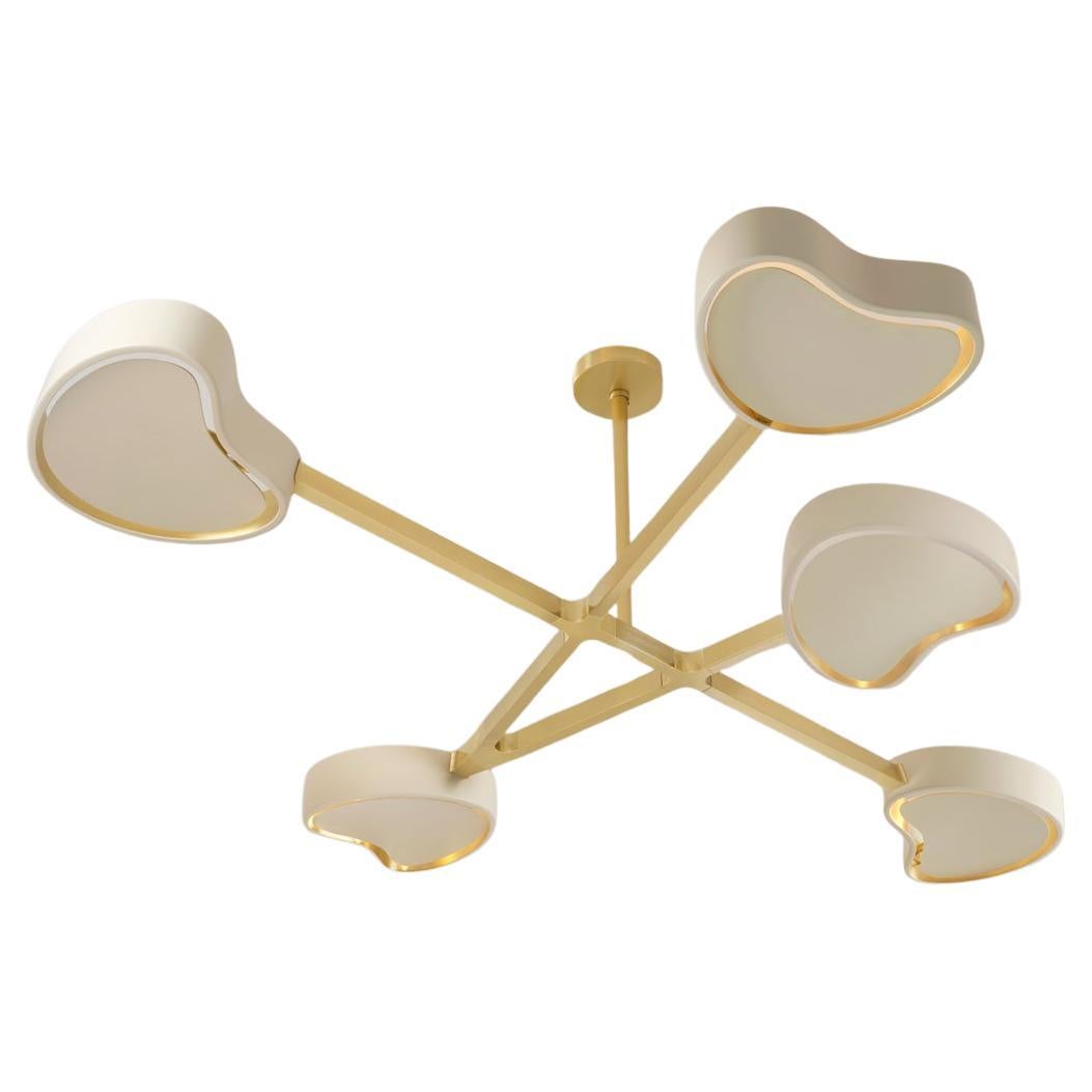 Cuore N.5 Ceiling Light by Gaspare Asaro. Satin Brass and Sand White Finish