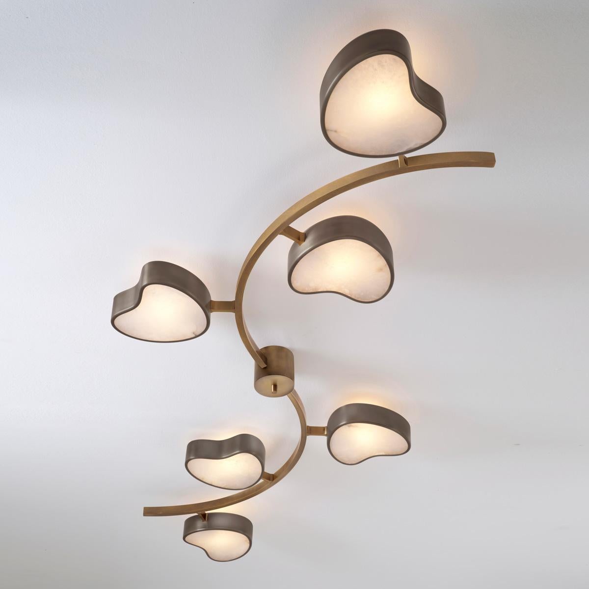 Modern Cuore N.6 Ceiling Light by Gaspare Asaro. Bronze and Satin Brass Finish For Sale
