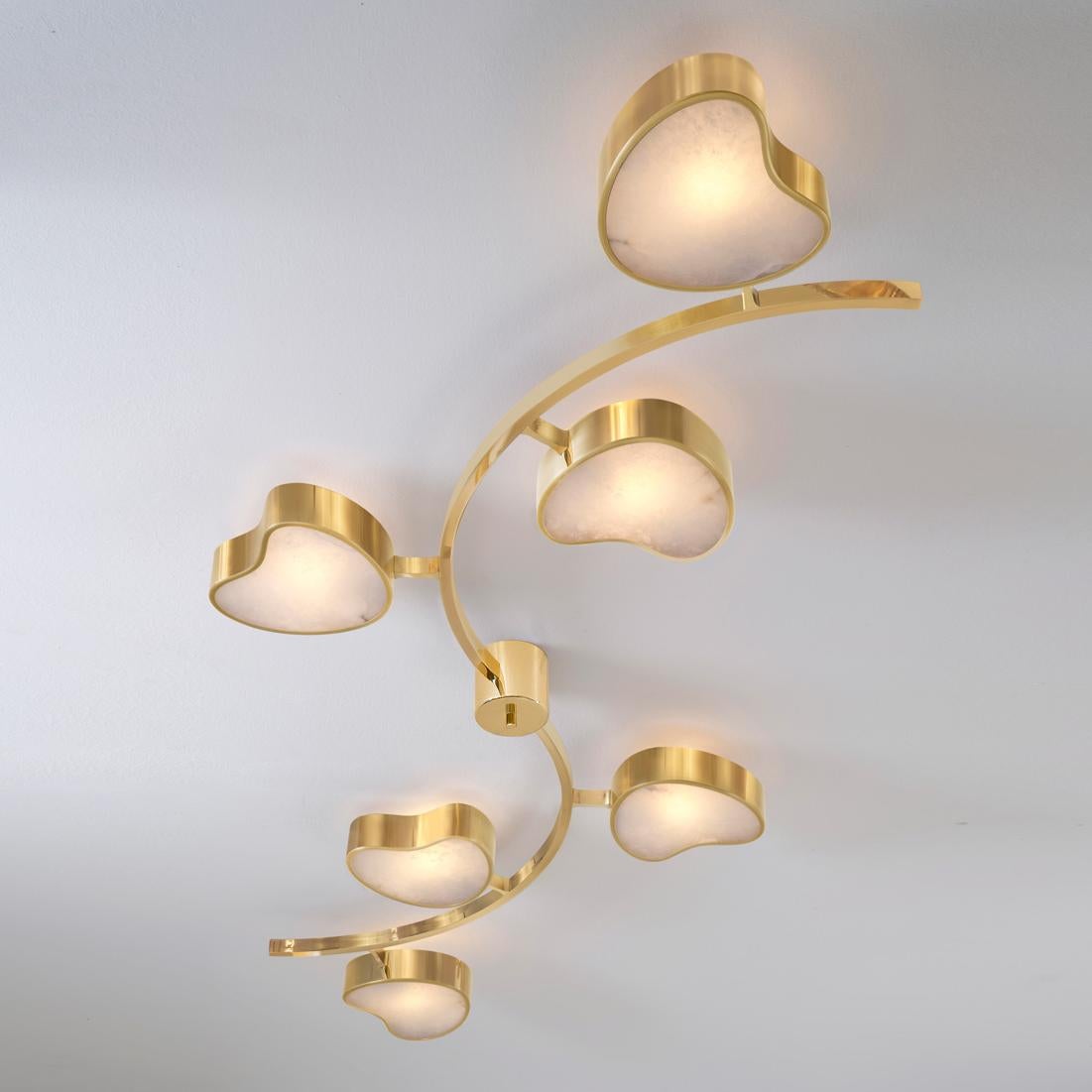 Italian Cuore N.6 Ceiling Light by Gaspare Asaro. Bronze and Satin Brass Finish For Sale