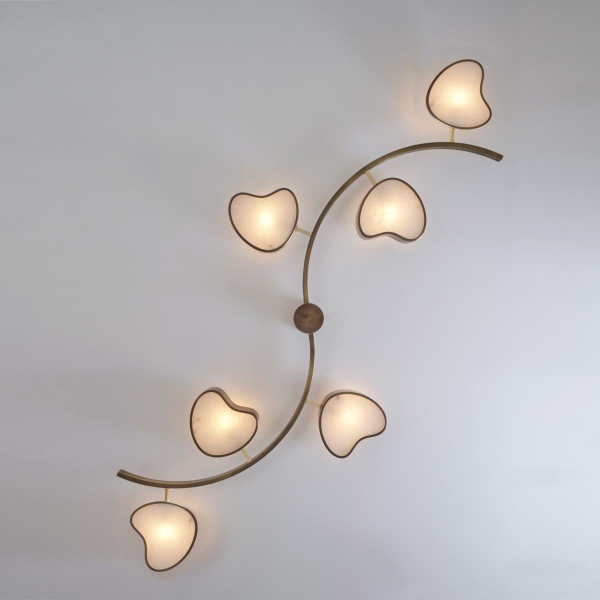 Italian Cuore N.6 Ceiling Light by Gaspare Asaro. Bronze and Satin Brass Finish For Sale