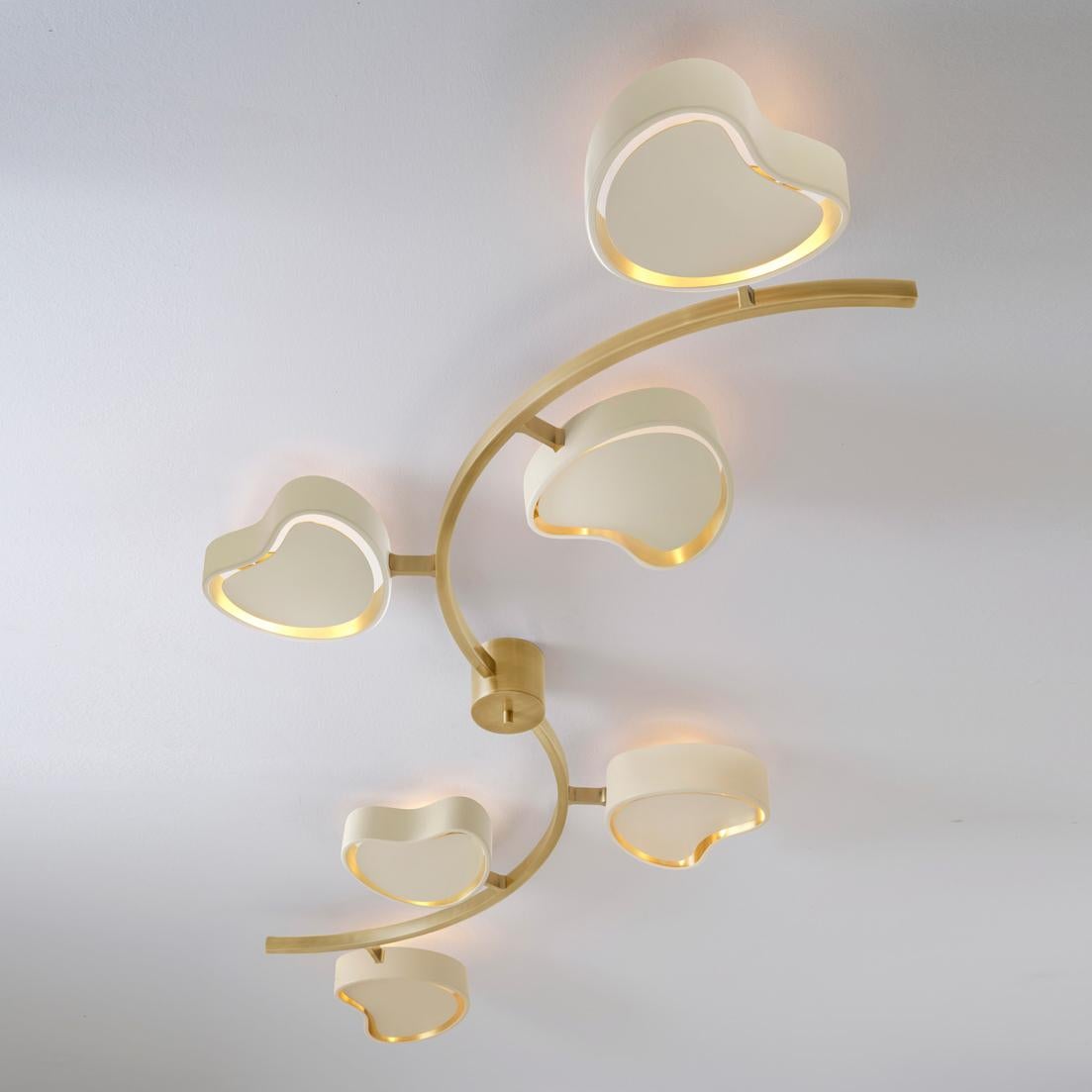 Contemporary Cuore N.6 Ceiling Light by Gaspare Asaro. Bronze and Satin Brass Finish For Sale