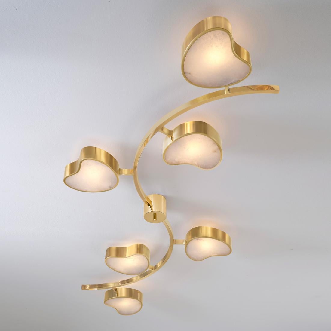 Ottone Lampada da soffitto Cuore N.6 di Gaspare Asaro. Finitura in bronzo e ottone satinato in vendita