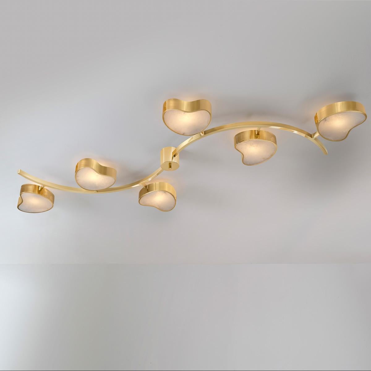 Cuore N.6 Ceiling Light by Gaspare Asaro. Polished Brass Finish For Sale 4