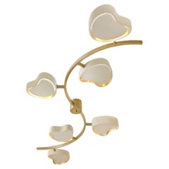 Cuore N.6 Ceiling Light by Gaspare Asaro. Satin Brass and Sand White Finish