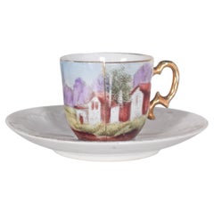 Cup and Saucer in Limoges Porcelain, France
