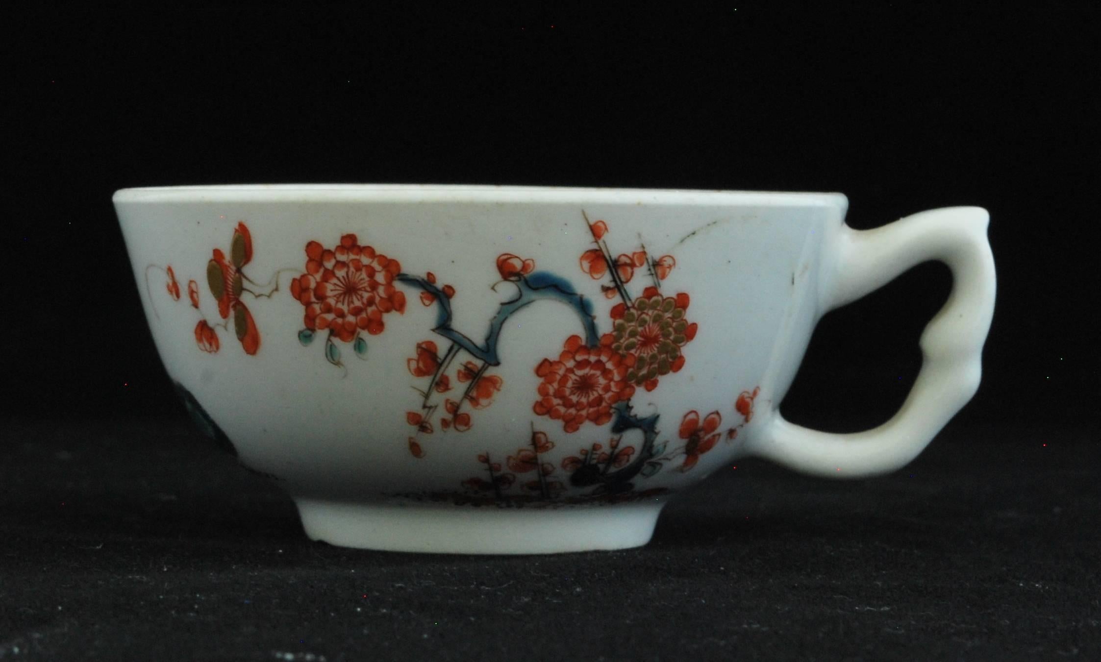 Japonisme Cup and Saucer, Kakiemon Decoration, Bow Porcelain Factory, circa 1753 For Sale