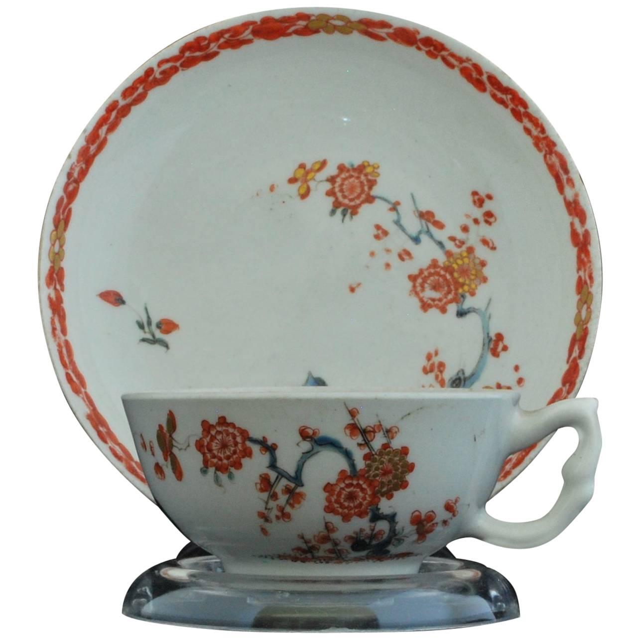 Cup and Saucer, Kakiemon Decoration, Bow Porcelain Factory, circa 1753 For Sale