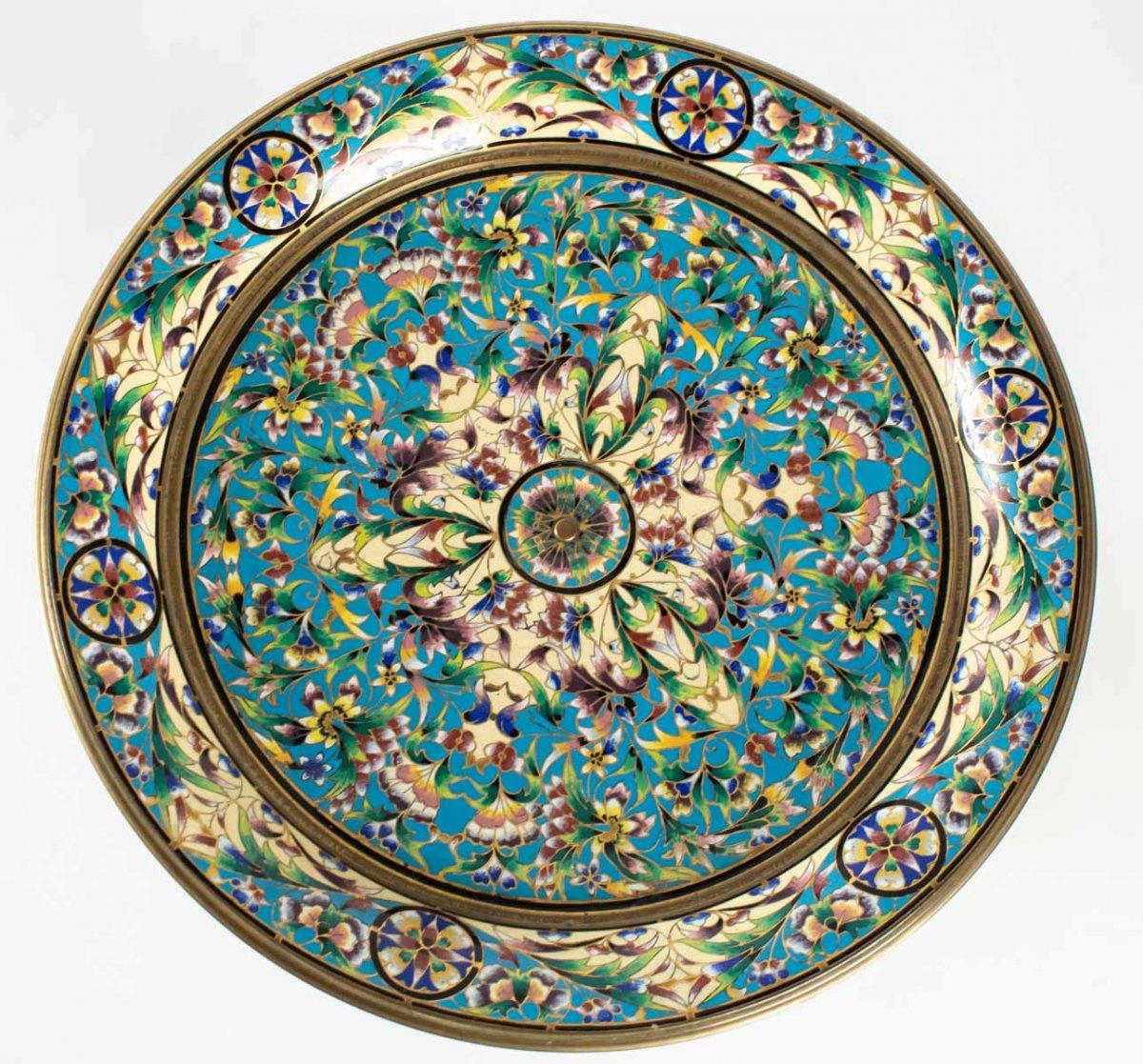 Européen Coupe en bronze et émail cloisonné