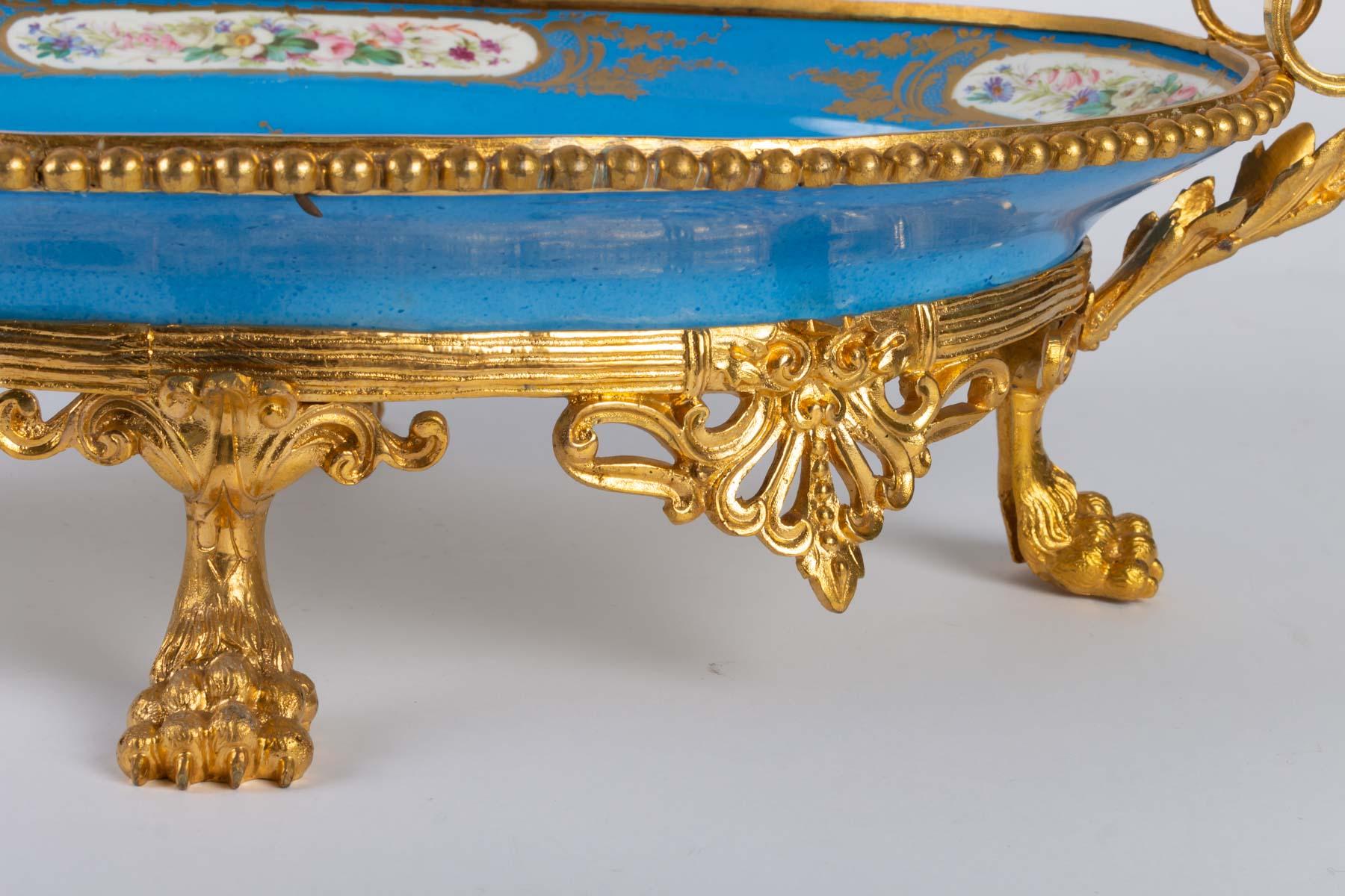 French Cup in Sèvres Porcelain and Gilded Bronze