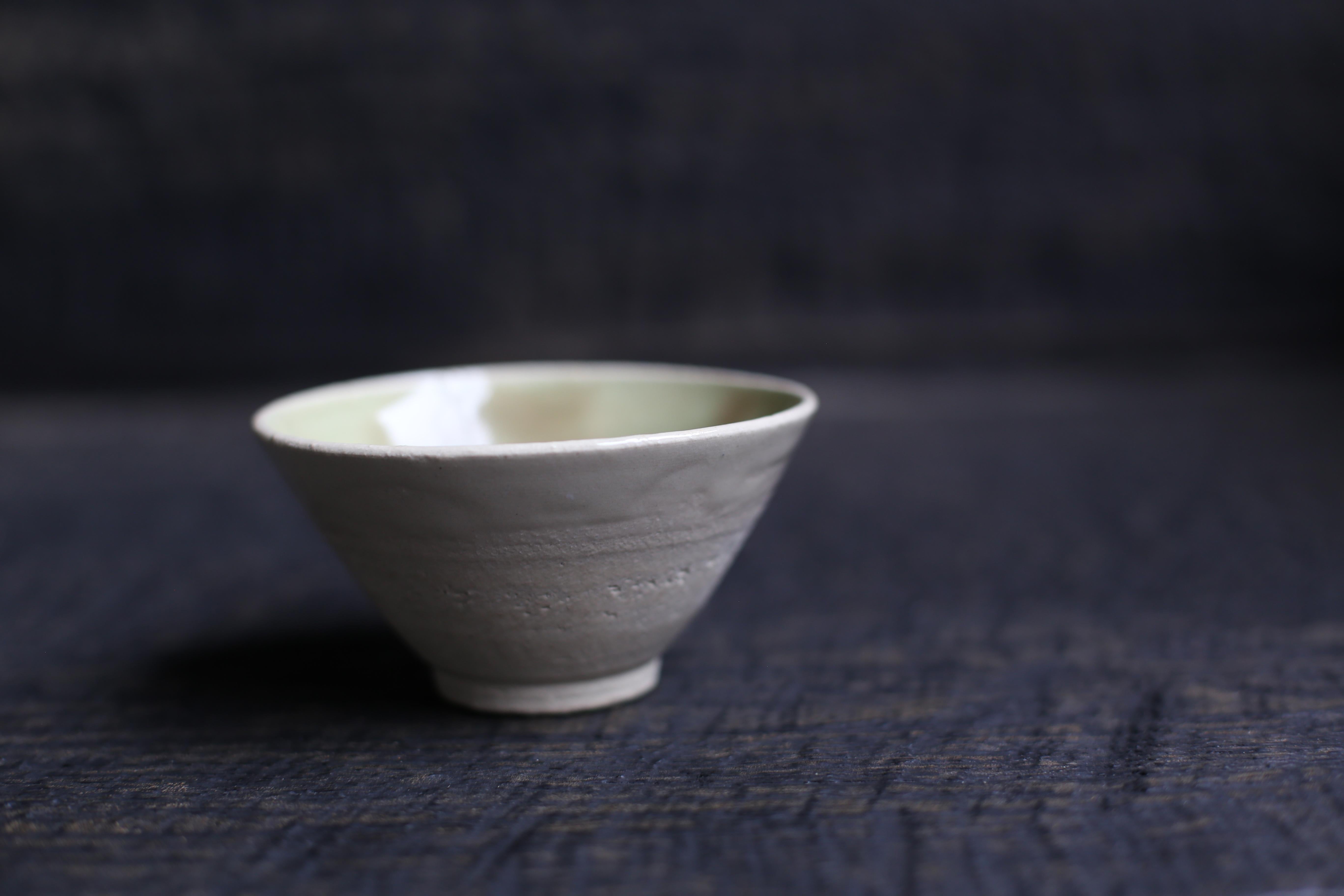 Modern Cup in White Clay with Pastel Green + Sheer Glaze For Sale