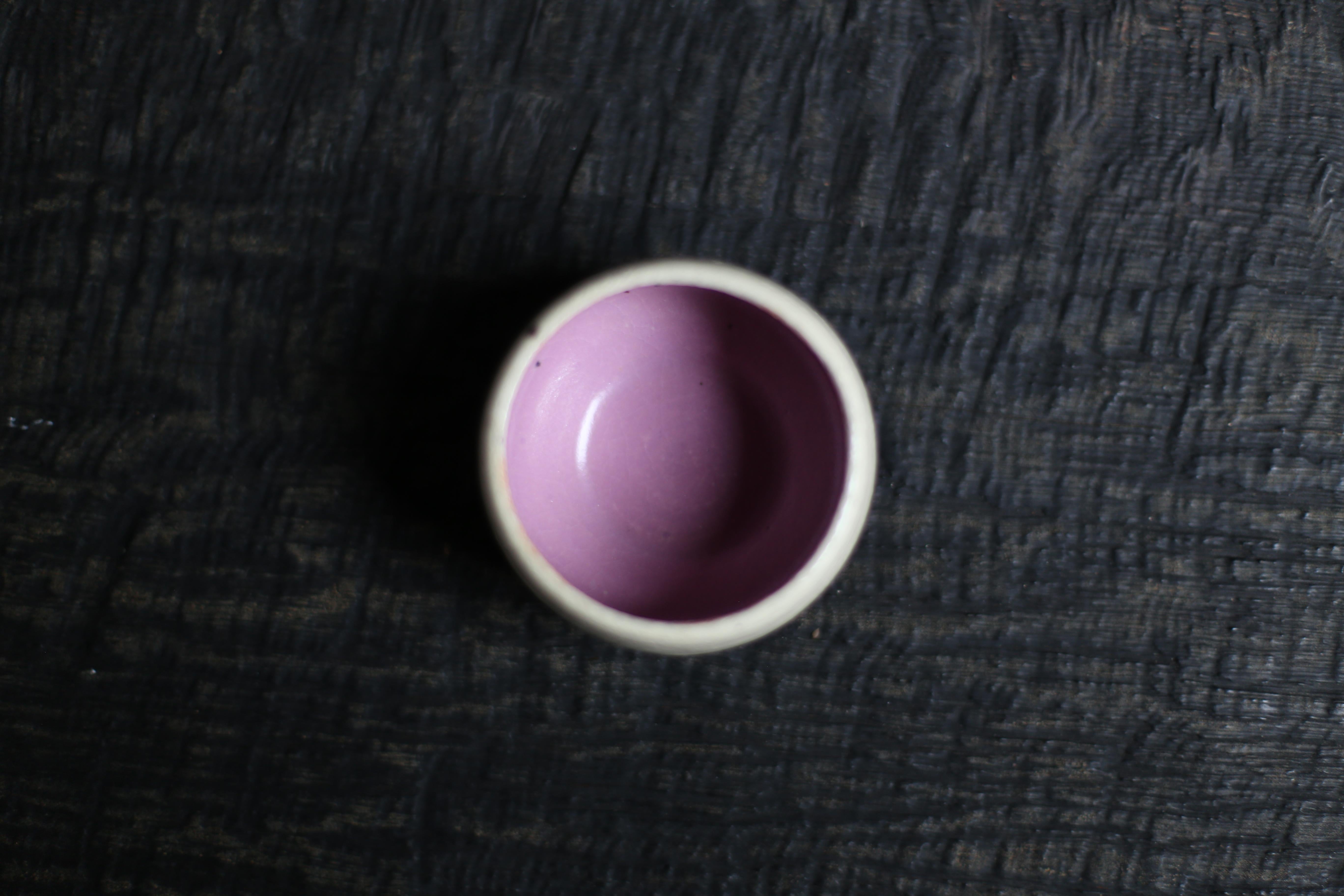Hand-Crafted Cup in White Clay with Satin Mauve + Sheer Glaze For Sale