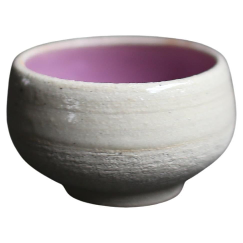 Cup in White Clay with Satin Mauve + Sheer Glaze For Sale