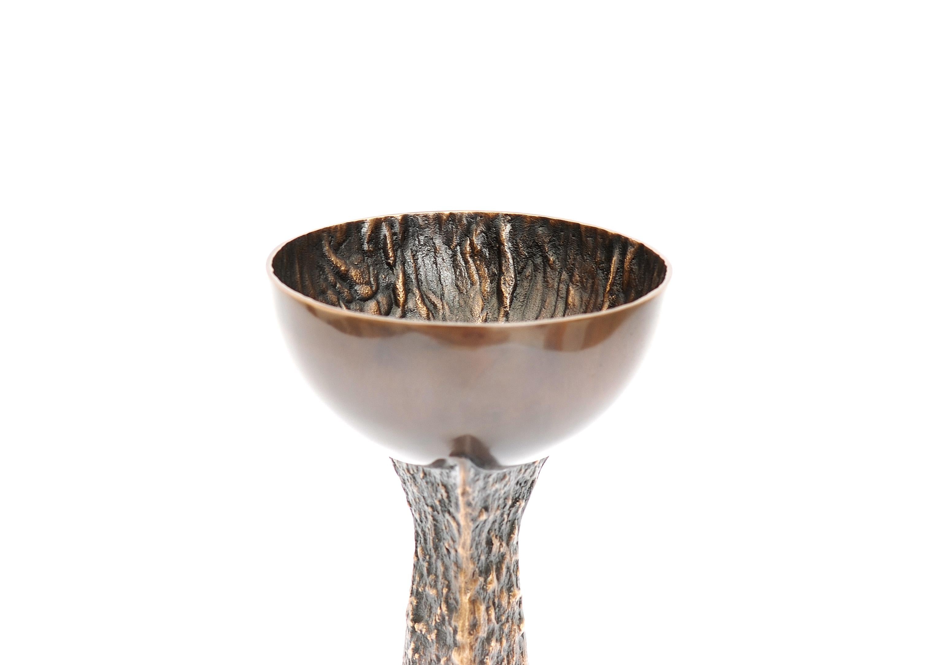 Modern Cup Vase in Dark Bronze by Fakasaka Design For Sale