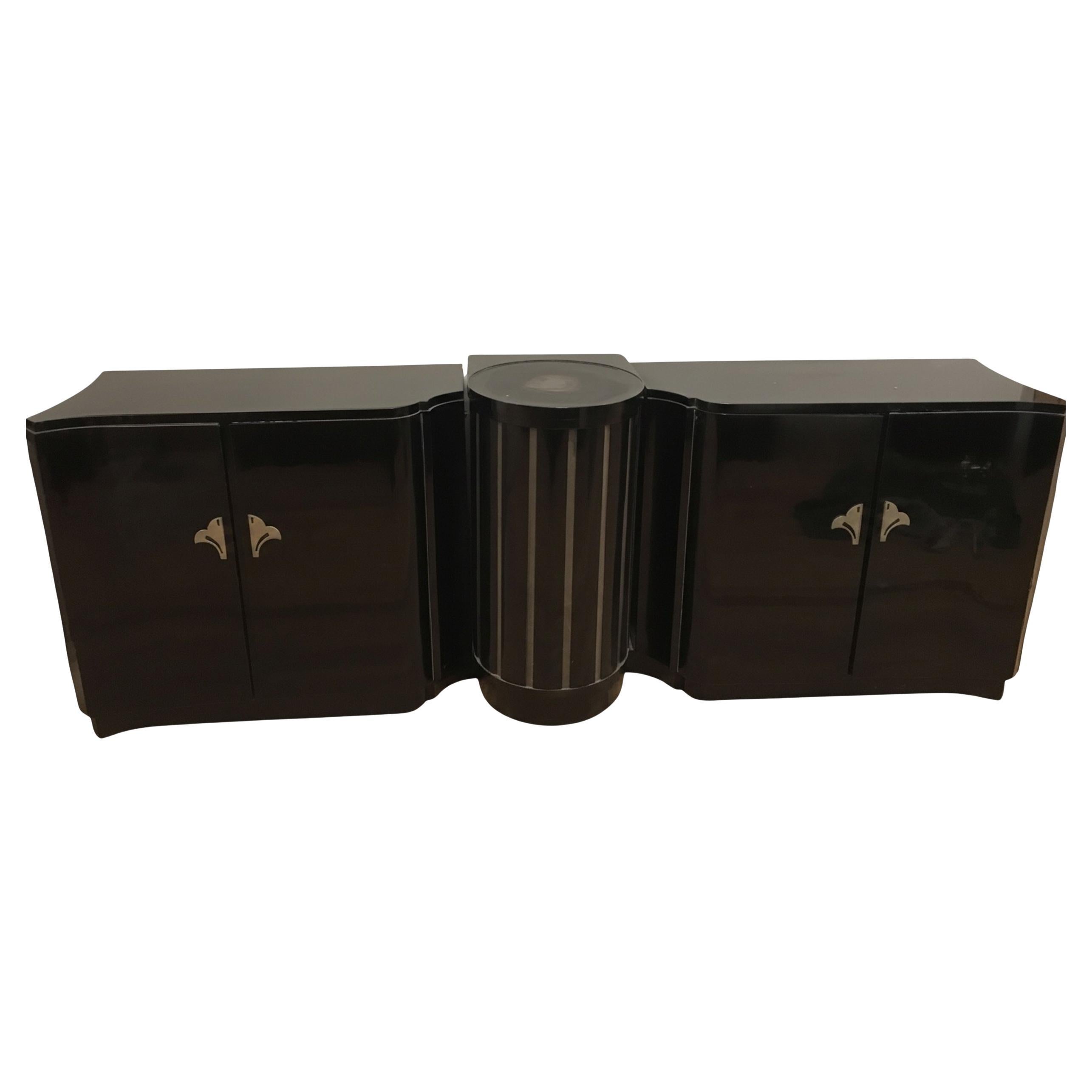 Cupboard Art Deco in Wood, bronze and glass, 1920, France