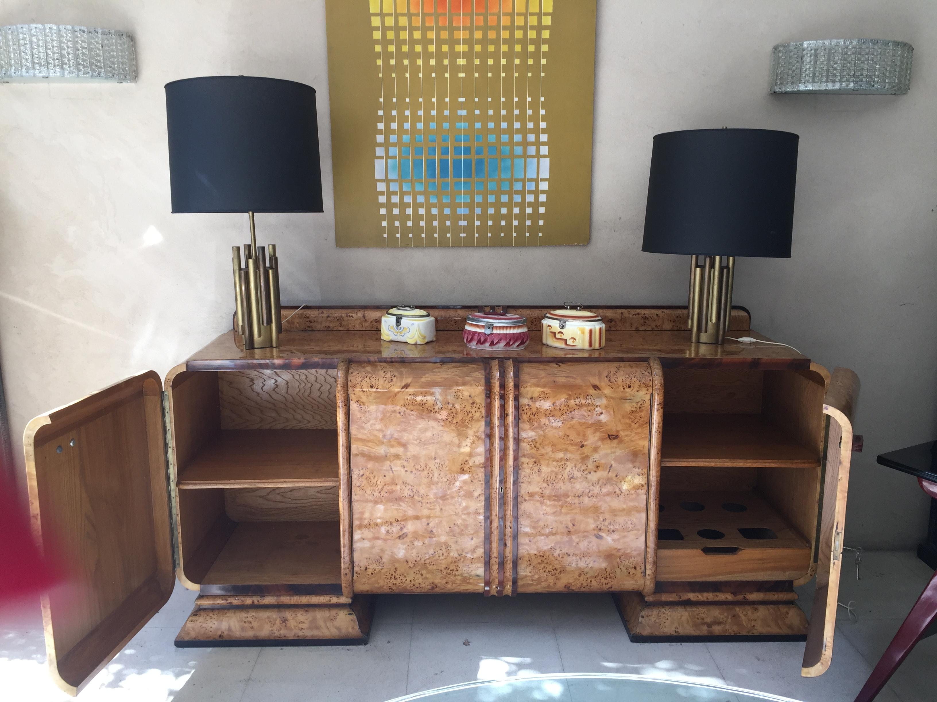 Cupboard Style: Art Deco with Bar in Wood, French 1930 For Sale 2