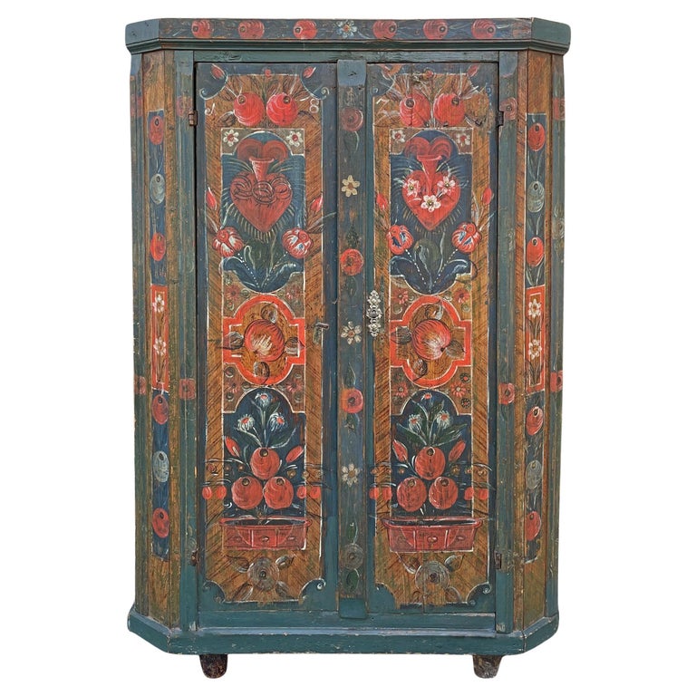 Bavarian Floral-Painted Cabinet, Early 1800s