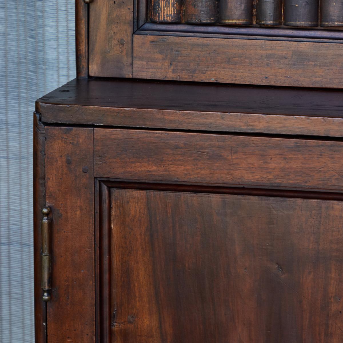 Wood Early 19th Century Italian Cupboard with False Book Spines For Sale