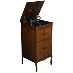 Antique Cupboard Gramophone Oak, circa 1920 Original