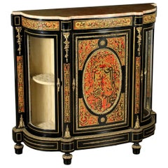 Vintage Cupboard in the Style of Boulle Bronze Marble Glass Brass, Italy, 1900