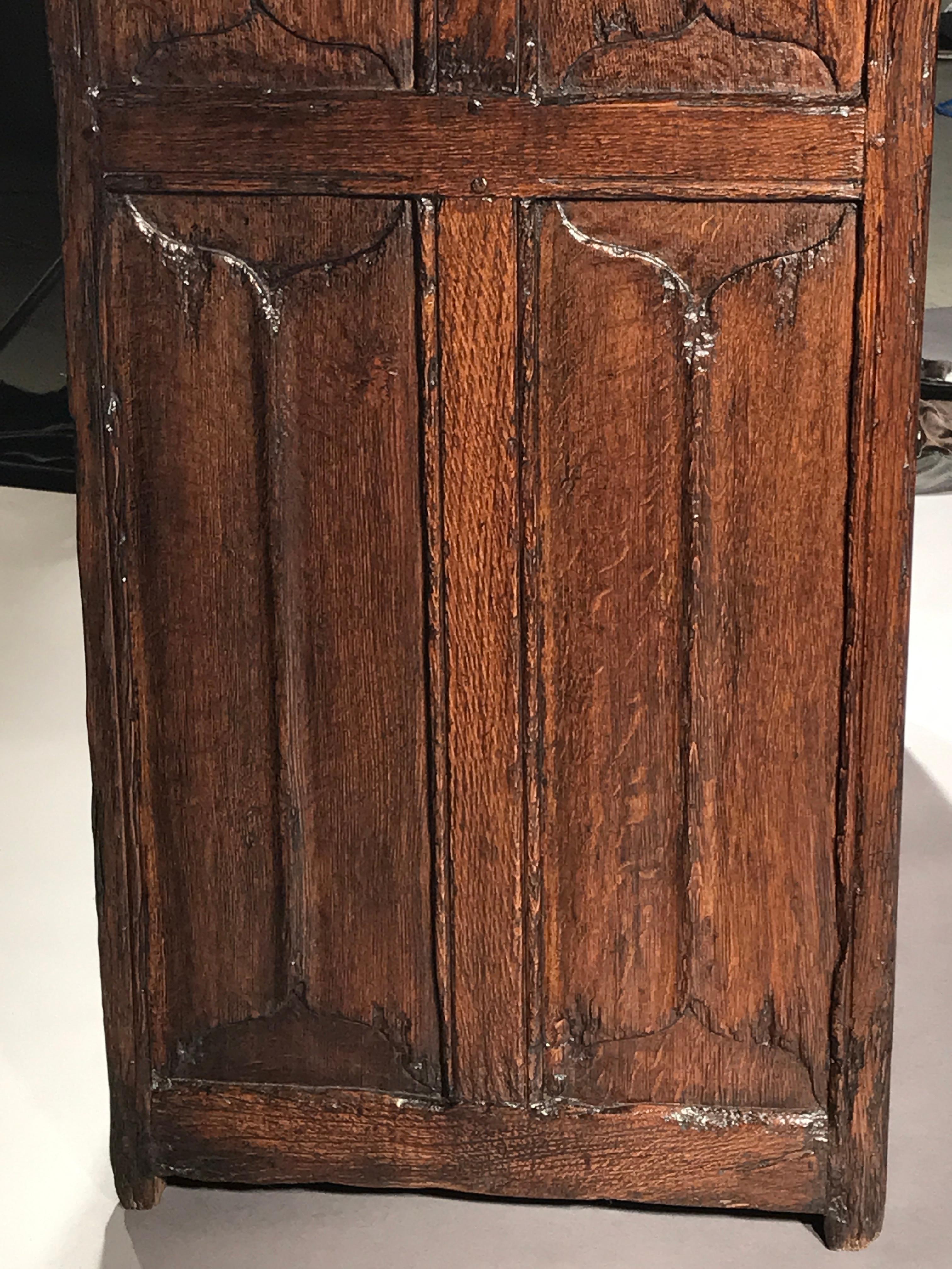 Cupboard Linenfold Carving Oak Narrow 17 Century For Sale 9