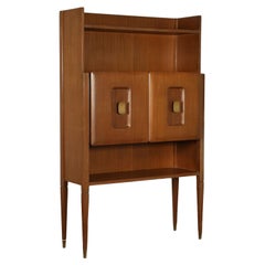 Cupboard Mahogany Veneer Brass, Italy, 1950s