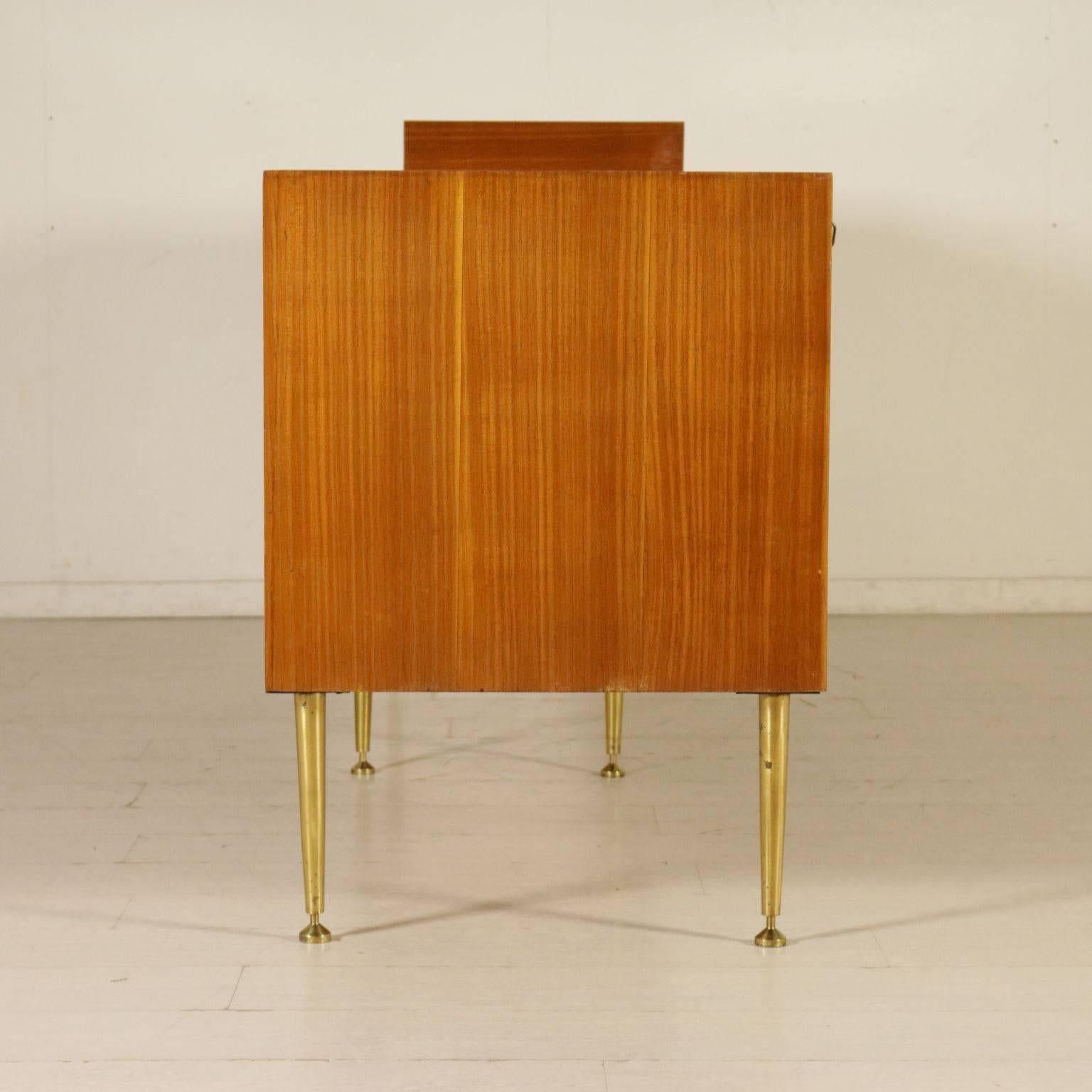 Cupboard Mahogany Veneer Brass Vintage, Italy, 1950s-1960s 9