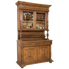 Cupboard Oak, Metal, Glass, 19th Century