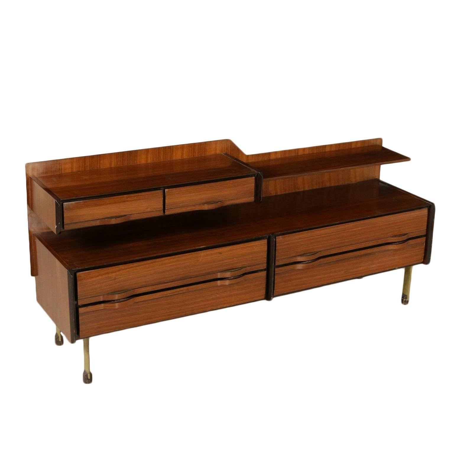 Cupboard Rosewood Veneer Metal Vintage, Italy, 1960s