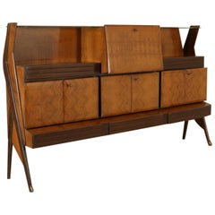Cupboard Style of Ico Parisi Rosewood Veneer Glass Vintage, Italy, 1950s-1960s