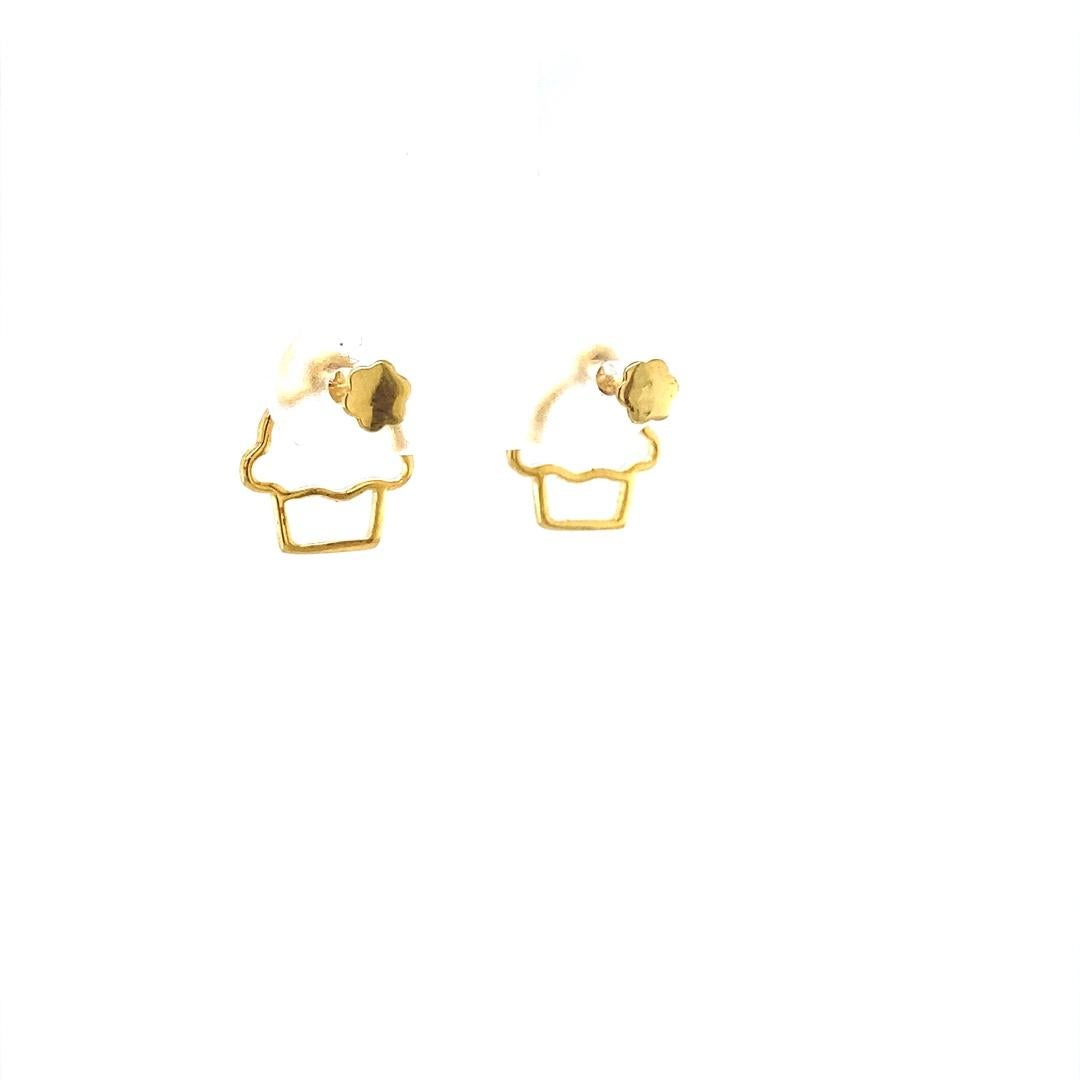 Cupcake Diamond Earrings for Girls (Kids/Toddlers) in 18K Solid Gold In New Condition For Sale In New Delhi, DL