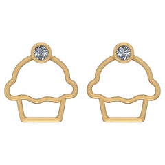 Cupcake-Diamant-Ohrringe für Mädchen (Mädchen/Toddler) aus 18 Karat massivem Gold