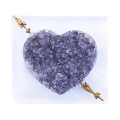 Cupid Amethyst Crystal Heart with 18th Century Gilded Arrow Fragments