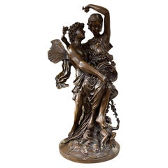 Bronzeskulptur „Amor und Psyche“ nach Mathurin Moreau (1822–1912)