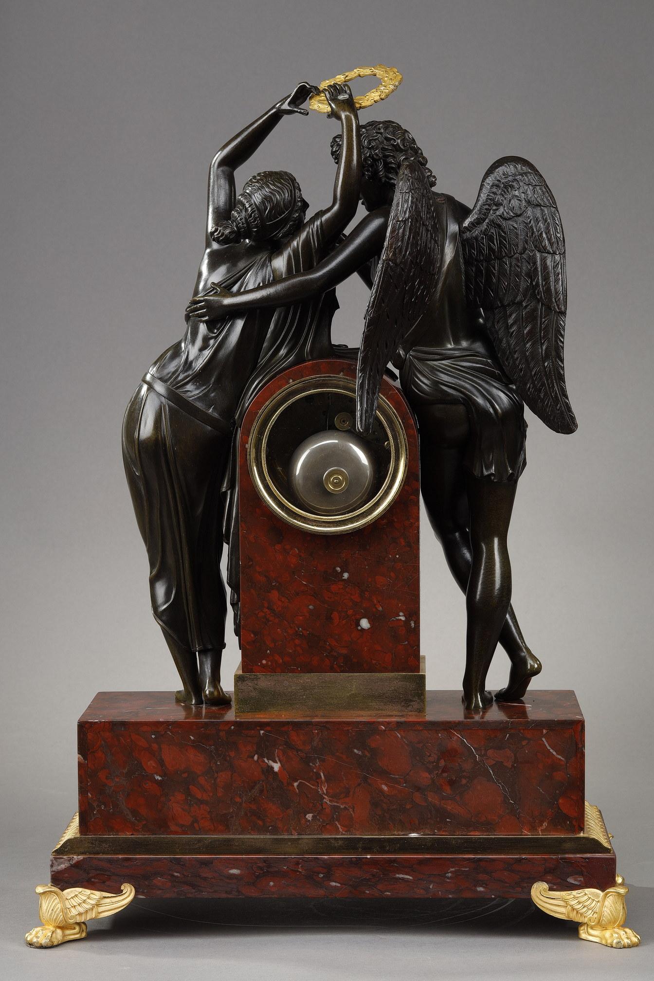 Cupid and Psyche Clock after Claude Michallon For Sale 3