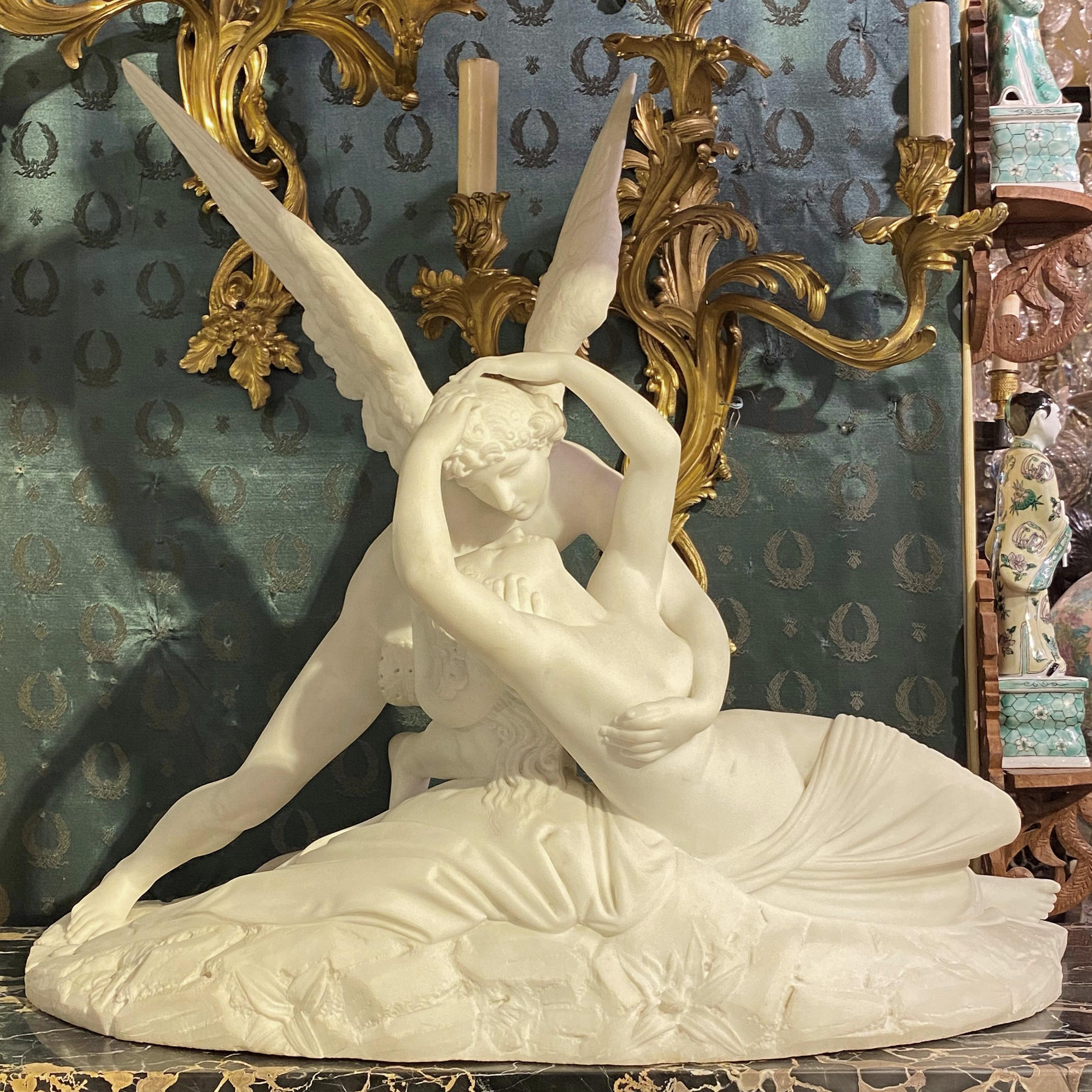 19th Century Cupid and Psyche Marble Sculpture after Antonio Canova