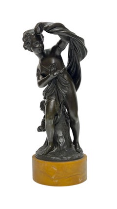 Cupid and Psyche Patinated Bronze and Siena Marble Sculptures