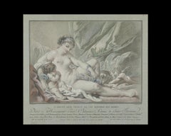 Cupid and Venus, After Rococo Pastel by Louis Marin Bonnet