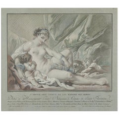Cupid and Venus, After Rococo Pastel by Louis Marin Bonnet