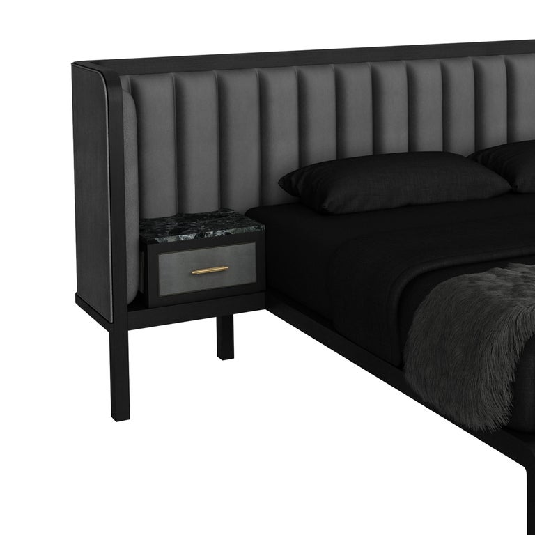 Cupid Bed II with Showwood and Novasuede with Integrated Bedside Table
