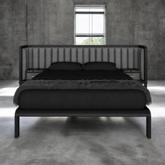 Cupid Bed with Show-wood & Novasuede with Integrated Bedside Table