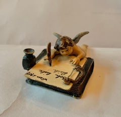 Cupid Cherub Angel Austrian Vienna Bronze Writing I Love You Ich liebe Dich 1907